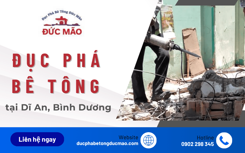 đục phá bê tông dĩ an